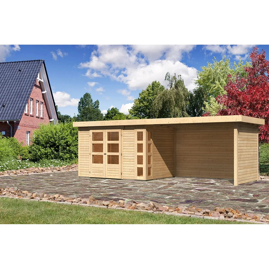 Karibu Holz-Gartenhaus Sölve in Natur mit Flachdach und modernem Design, B: 298 cm, T: 213 cm, H: 211 cm - Bild 2