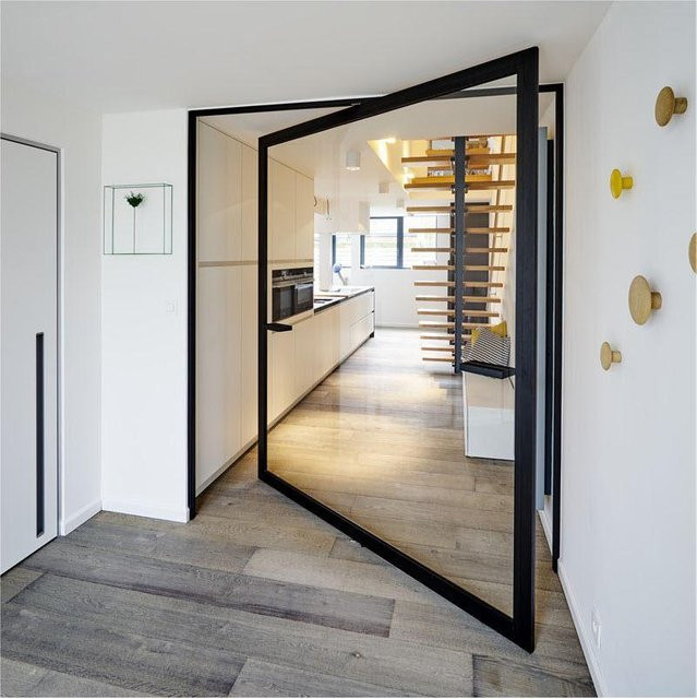 Moderne Aluminium-Eingangstür aus Stahl in Schwarz für deine Villa - Bild 1