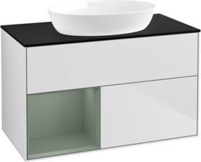 V&B Waschtischunterschrank Finion 100 in Blau und Weiß lackiert, Breite: 100 cm, Tiefe: 50,1 cm, Höhe: 50,1 cm - Bild 1