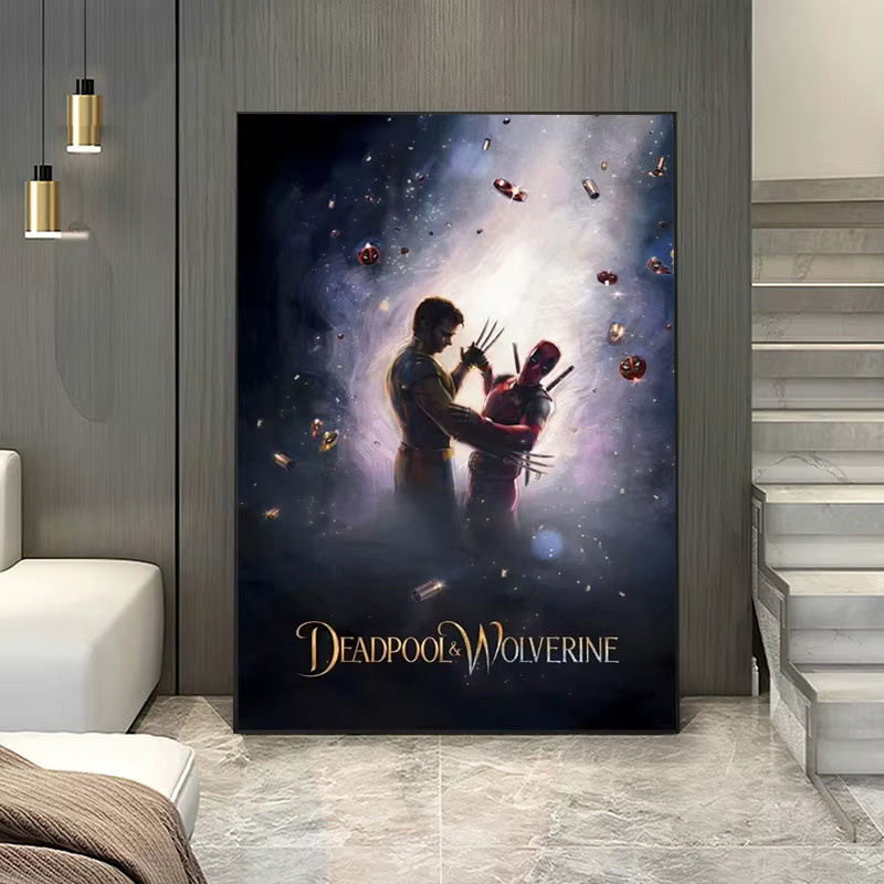 Rahmenloses Leinwandgemälde Marvel Deadpool und Wolverine Wandkunst Poster für dein Kinderzimmer oder Wohnzimmer in Multicolour - Bild 3