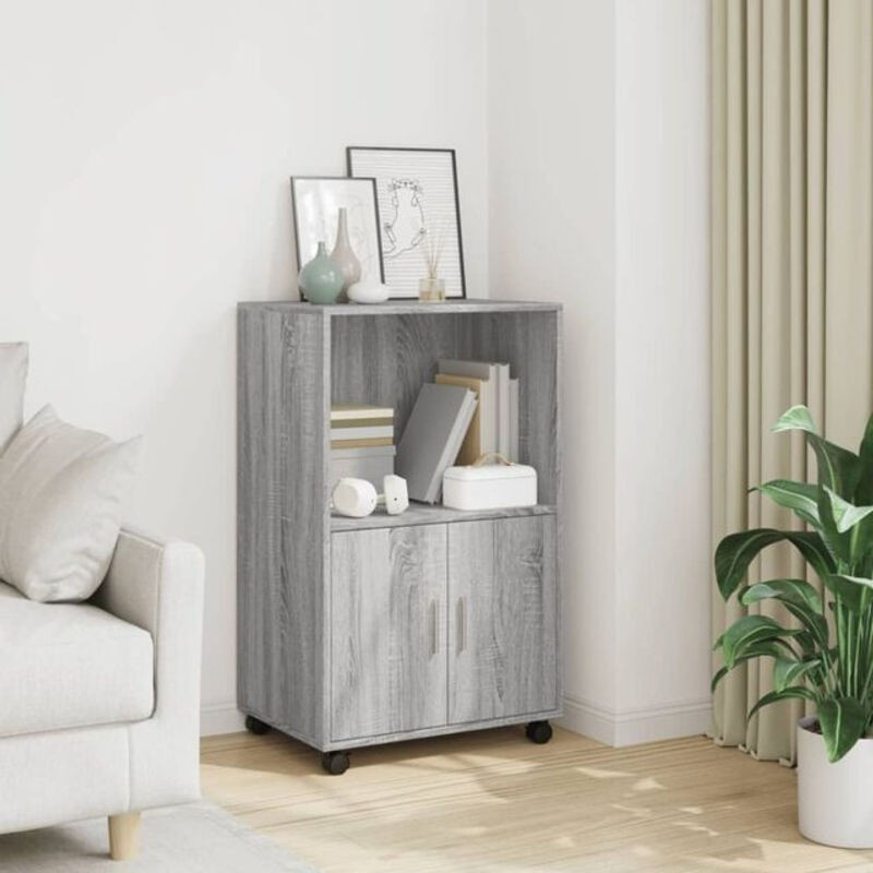 Rollschrank Vidaxl in Grau Sonoma aus Holzwerkstoff mit Drehtüren, B/T/H: 55 x 40 x 91 cm - Bild 1