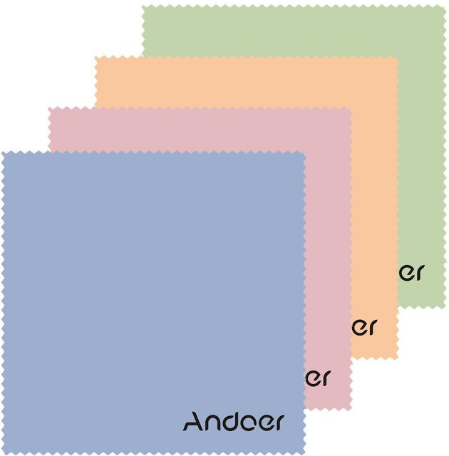 Andoer Mikrofaser-Reinigungstuch für Brillen und Bildschirme, 4er-Set, bunt, B/B: 10 x 10 cm - Bild 1