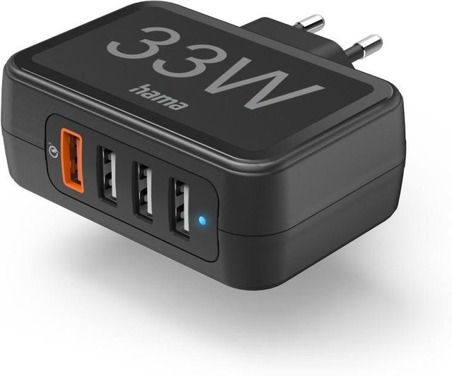 Hama USB-Ladegerät 33W mit 1x USB-C und 3x USB-A in Schwarz - Bild 2