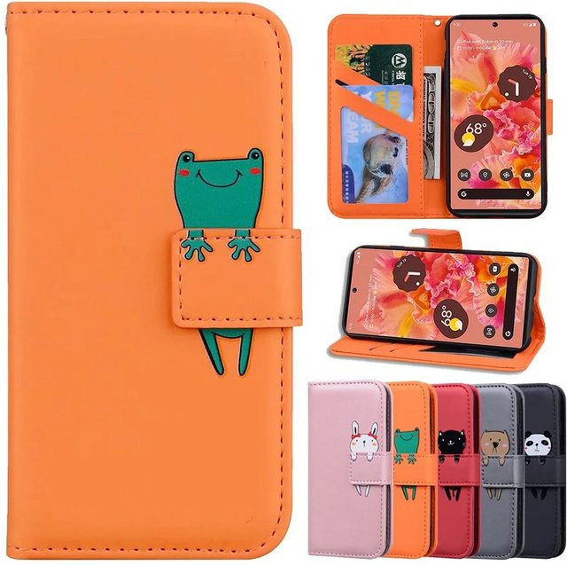 Xiaomi Handyhülle aus Leder im Cartoon-Design für Redmi Note 10 und Redmi Note 10 PRO 5G mit Kartenfach und Ständerfunktion, Farbe: Orange - Bild 1