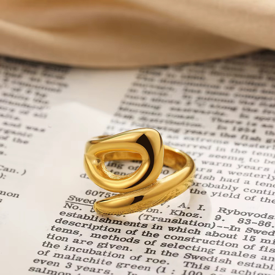 amofa Ring Edelstahl, Gold, Vintage, Damen - Bild 2