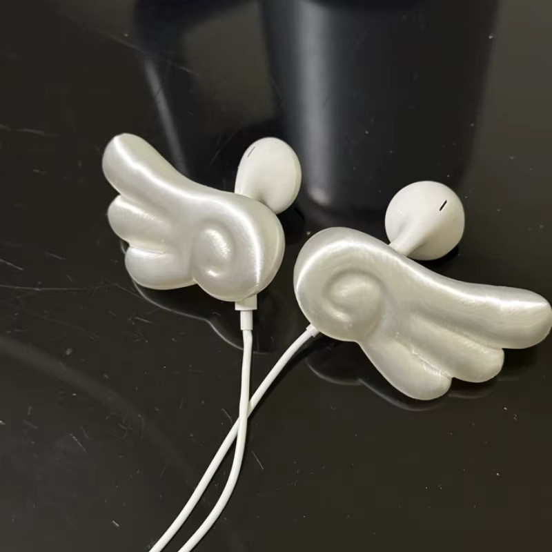 Engelsflügel Kopfhörer-Abdeckung für Apple Ohrhörer in Weiß, 3D-gedrucktes Zubehör für kabelgebundene und kabellose Kopfhörer - Bild 4