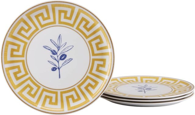 CreaTable Gourmet Athena Pizzateller 4-teiliges Set aus Porzellan in Weiß mit geometrischem Design - Bild 1