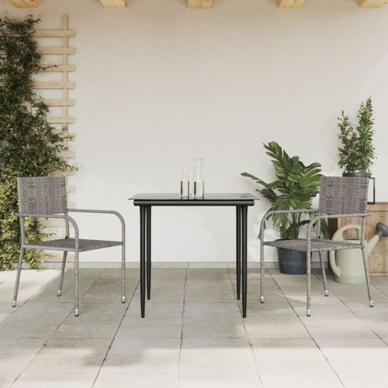 VidaXL Prolenta Premium 3-teilige Garten-Essgruppe aus Polypropylen in Grau und Schwarz - Bild 1