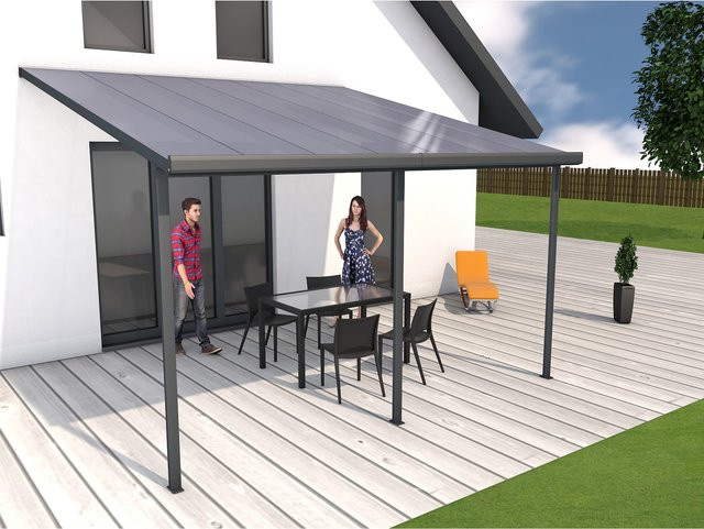 Gutta Terrassenüberdachung in Anthrazit, B: 426 cm, T: 406 cm - Bild 1