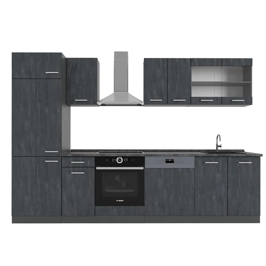 Vicco R-Line Küchenzeile in Schwarz und Anthrazit Beton, Breite: 300 cm - Bild 3
