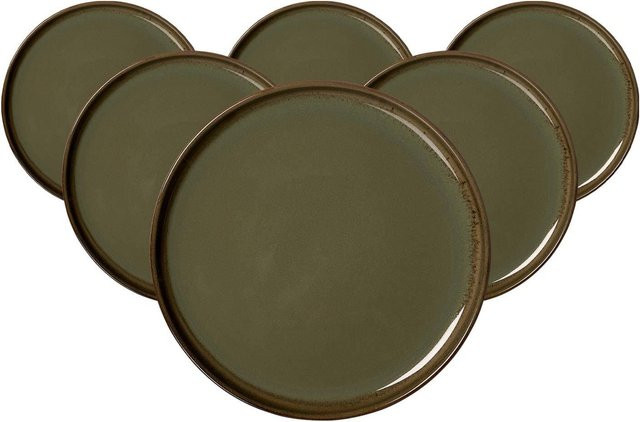 Ritzenhoff & Breker Dessertteller Malaga aus Keramik, Grün, 6er Set, Durchmesser: 22 cm - Bild 1