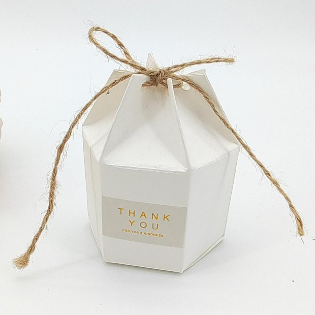 50 Stück TOMTOP JMS Sechseckige Geschenkboxen aus Kraftpapier in Weiß für Hochzeit, Geburtstag und Party - Bild 1