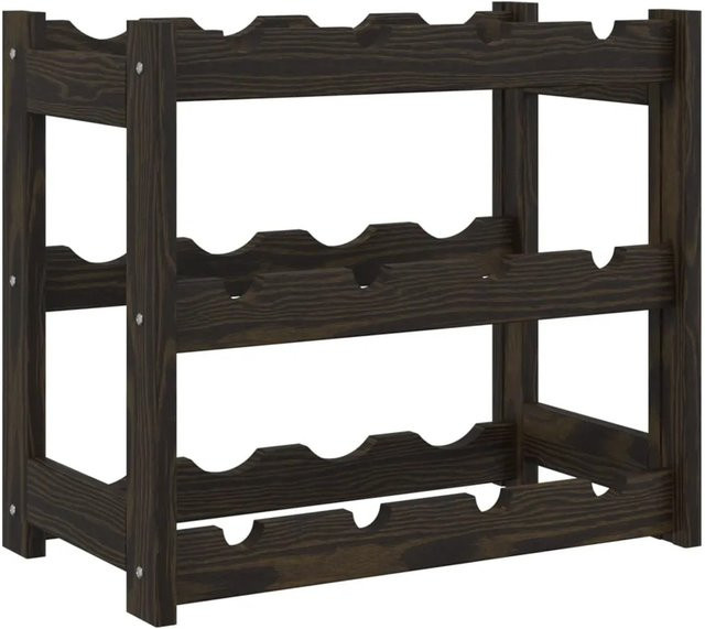 vidaXL Weinregal aus Kiefer Massivholz in Schwarz, Wandmontage, B/T/H: 43 x 25 x 38 cm - Bild 1