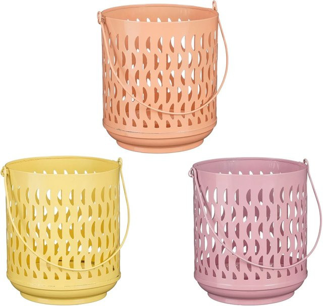 Mica Decorations Windlicht in Hellrosa, Violett und Gelb, Ø 15 cm, Farbsortiert - Bild 1