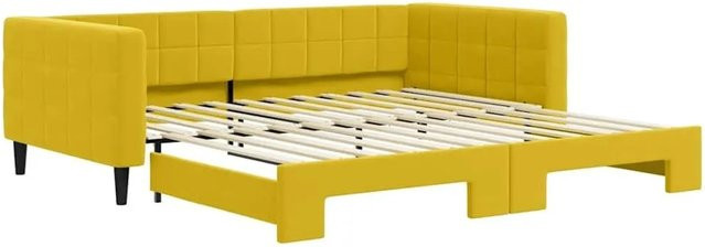 vidaXL Tagesbett aus Samt in Gelb mit ausziehbarer Funktion und Schubladen, B/T/H: 223 x 100 x 68 cm - Bild 1