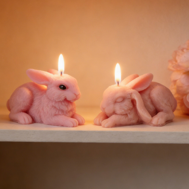Silikonform Hase in Pink für DIY Resin-Bastelarbeiten, Duftkerzen und Gips-Osterdekorationen - Bild 1