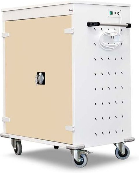 rotstahl Laptopwagen mit 16 Fächern in Elfenbein und lichtgrauem Korpus, B: 92 cm, H: 106 cm - Bild 1
