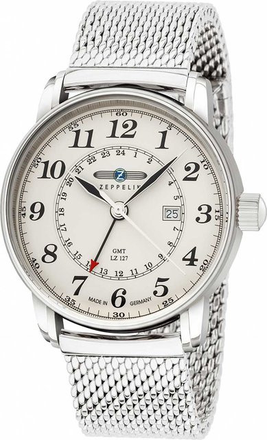 Zeppelin Graf Zeppelin LZ127 GMT Herrenuhr, Quarz, Edelstahl, 43 mm, 5 ATM - Bild 1