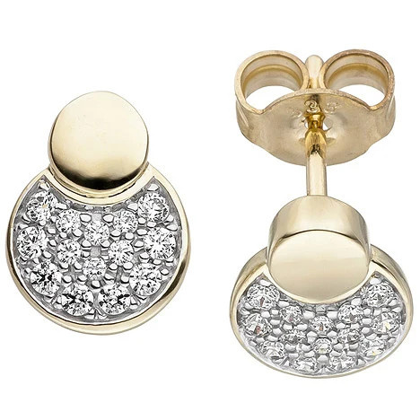 Colfem Ohrstecker 333 Gelbgold, 28 Zirkonia, Unisex - Bild 1