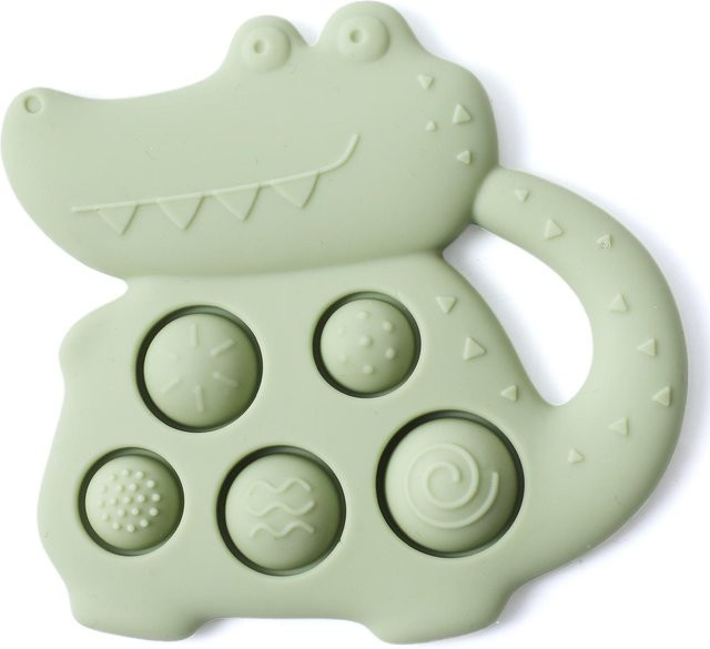 Binchi Outdoor Product Silikon Baby Beißspielzeug Handglocke in Grün, BPA-frei, für Babys ab 0 Jahren - Bild 1