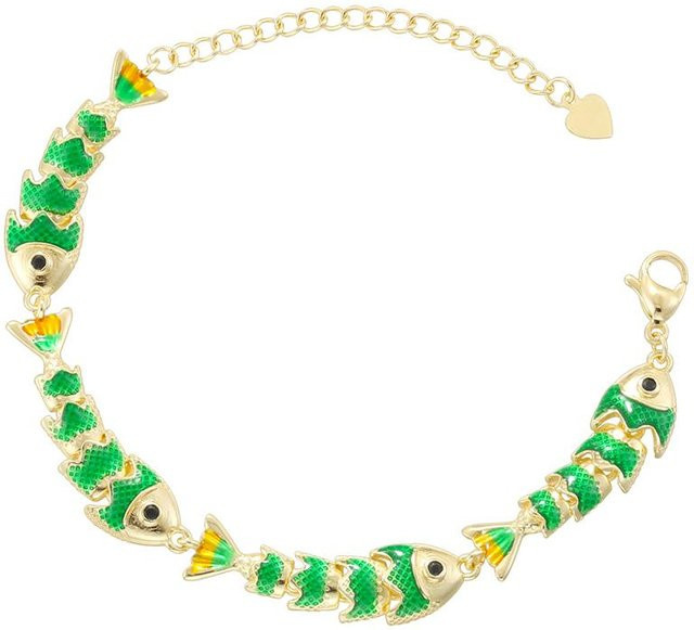 YULIN Armband, Glas-Karpfen-Amulett, Messing, Bunt, Unisex, 16,5 cm - Bild 1