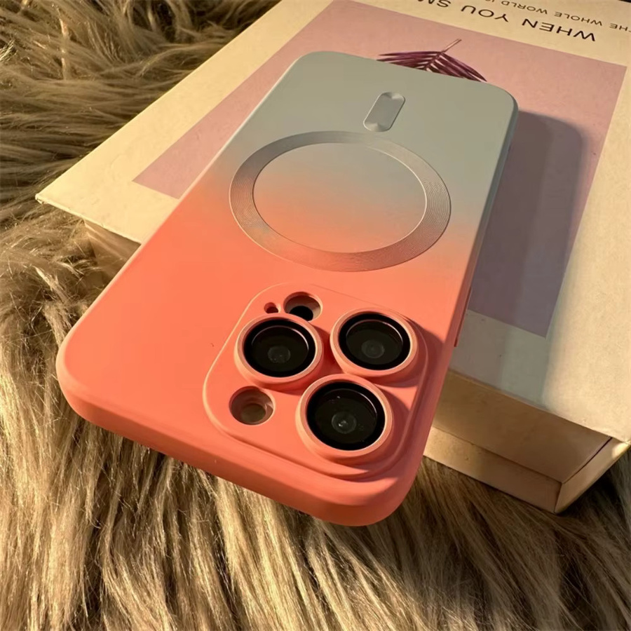 Magnetische Silikonhülle mit Farbverlauf für Apple iPhone 11 bis iPhone 17 Pro Max, kabelloses Laden, Mehrfarbig - Bild 1