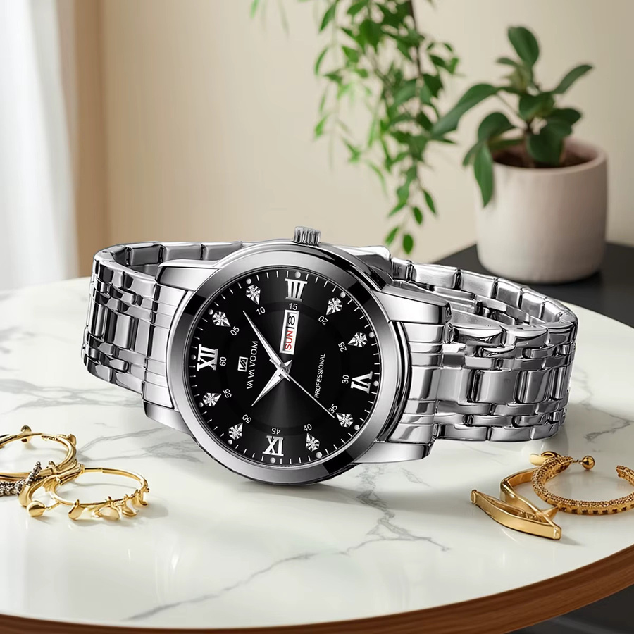 VA VA VOOM Armbanduhr, Quarz, Edelstahl, Schwarz, Herren - Bild 2