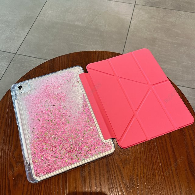 BLOCROSS Dynamic Liquid Quicksand Back Cover Schutzhülle mit Stifthalter für iPad Air und iPad Pro in Rot und Pink - Bild 1