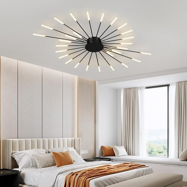 Moderne LED-Feuerwerk-Deckenleuchte von RRBEST in Schwarz mit 42 Lichtern für Wohnzimmer, Esszimmer und Büro - Bild 1