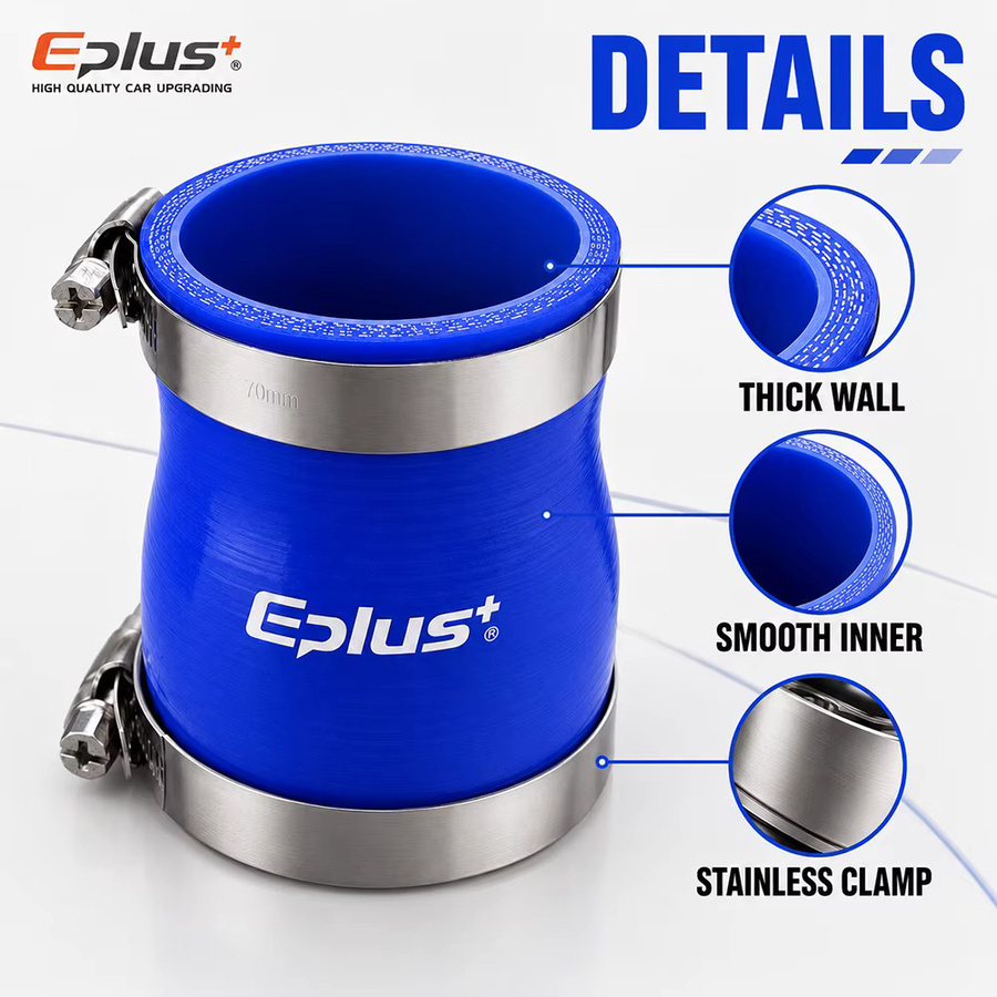 Eplus Blauer 4-lagiger Verstärkter Silikon-Reduzierschlauch-Adapter Hochtemperatur-Flammhemmender Auto-Turbo-Ladeluftkühler-Ansaugschlauch - Bild 4