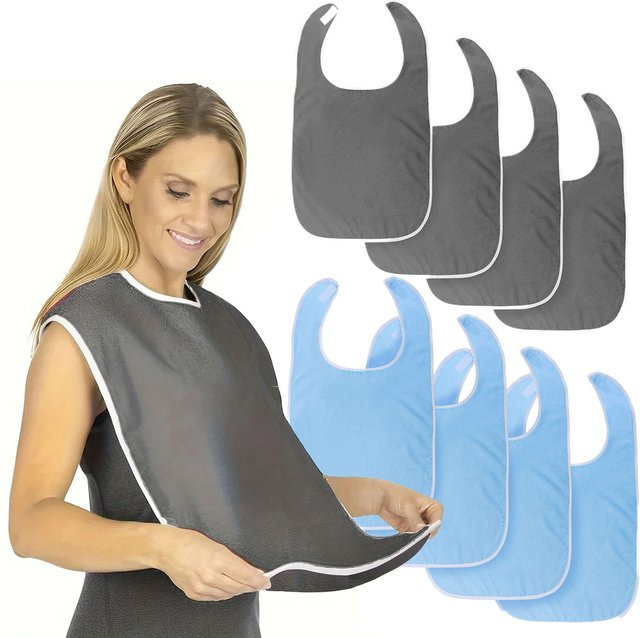 Willstar Lätzchen für Erwachsene aus weichem Handtuch, schmutzabweisende Protektoren für Senioren, Blau, 4/12 Stück - Bild 1