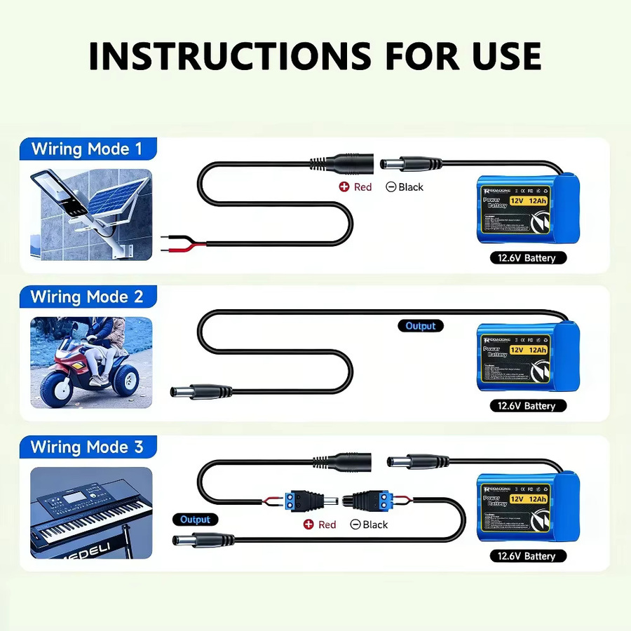 Aleaivy Hochleistungs 12V Lithium-Ionen-Akku 12Ah 3S2P mit BMS in Blau für DIY-Stromversorgung, LED-Streifen, RC-Boote und Spielzeug - Bild 5