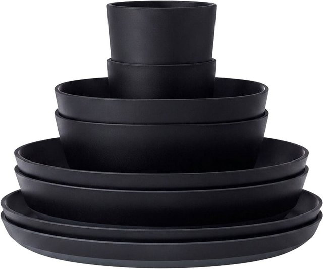 Mepal Geschirr-Set Silueta Dinner-Service aus Melamin in Schwarz, 8er Set - Bild 1