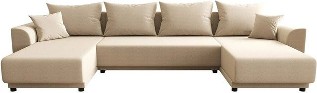 Schlafsofa Nessaro von Vente-unique in Beige mit Stoffbezug und Schlaffunktion - Bild 1