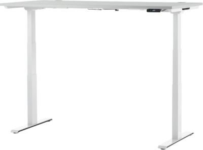 Schäfer Shop Genius Schreibtisch MODENA FLEX elektrisch höhenverstellbar mit T-Fuß, Breite: 200 cm, Tiefe: 80 cm, lichtgrau/weiß - Bild 1