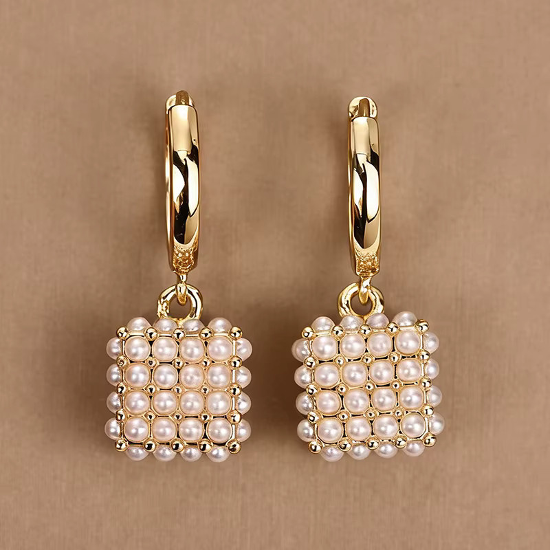 Huitan Damen-Ohrringe, Gold, Perle - Bild 2