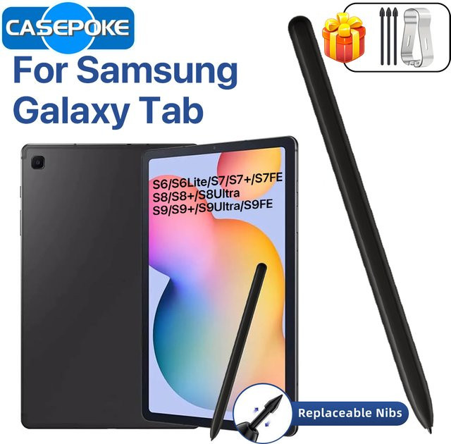 CASEPOKE Tablet-Stift für Samsung Galaxy Tab S8 S9 S9FE S7 FE S6 Lite S7+ S8+ Stylus Pen in Schwarz - Bild 1