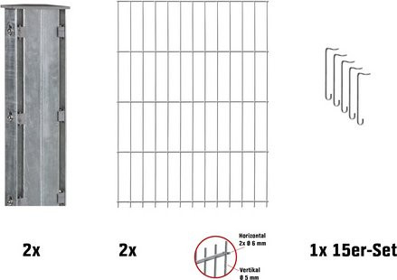 FLORAWORLD Gabionen-Set aus verzinktem Stahl in Silber, B/H/L: 12 x 103 x 201 cm - Bild 1