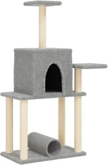 vidaXL Kratzbaum mit Sisal-Kratzsäulen und Höhle in Hellgrau, Höhe: 122 cm, B/T: 47,5 x 47,5 cm - Bild 1