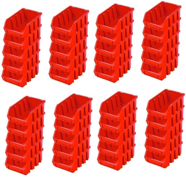 PROREGAL SuperSparSet 40 Sichtlagerboxen aus Polypropylen in Rot, H x B x T: 7,5 x 11,6 x 16,1 cm - Bild 1