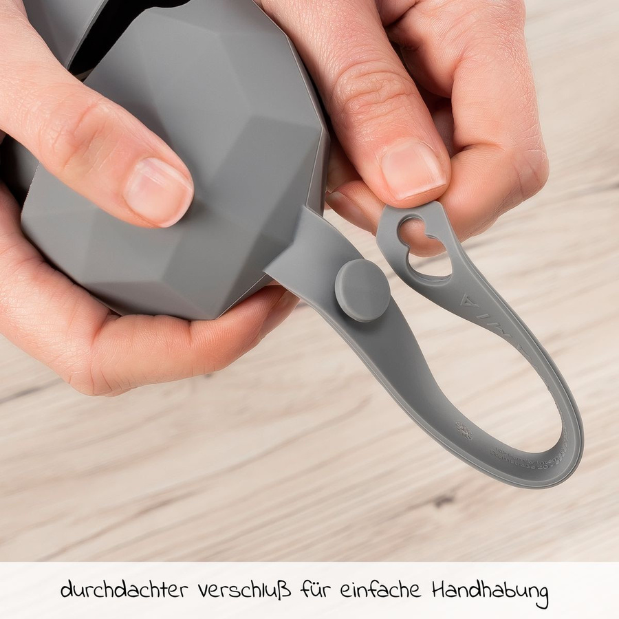 MiaMia Silikon-Schnullerbox und Schnullerhalter Diamant in Grau, B/T/H: 9,0 x 7,5 cm - Bild 6