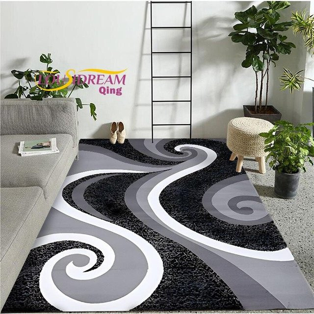 Moderner abstrakter Teppich YangJOJO in Rot, Schwarz und Weiß, B: 200 cm, T: 150 cm - Bild 1