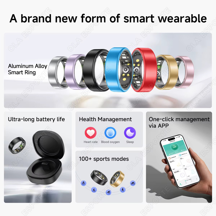 Ola Esporte R10 Smart Ring in Gold mit Schlafüberwachung und Hauttemperaturmessung für Männer und Frauen, kompatibel mit Android und iOS - Bild 2