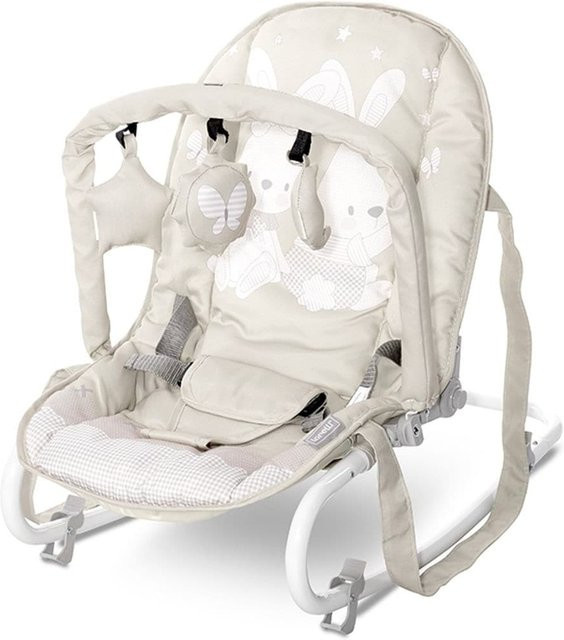 Lorelli Babywippe Eliza mit Spielbogen und Schwingeffekt in Beige-Weiß - Bild 1
