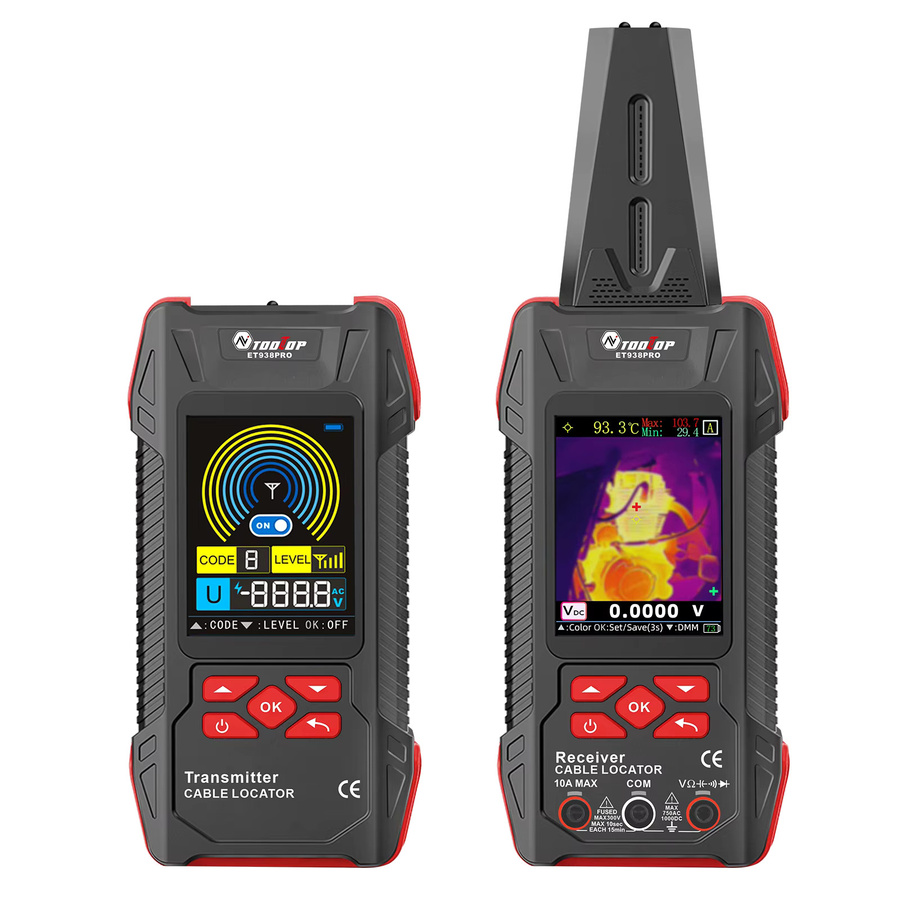 TOOLTOP Unterirdischer Kabelsucher ISR 240 mit 3,2 Zoll Wärmebildkamera und Multimeter zur Elektrik-Drahtsuche und Wandrohrinspektion in Schwarz - Bild 4