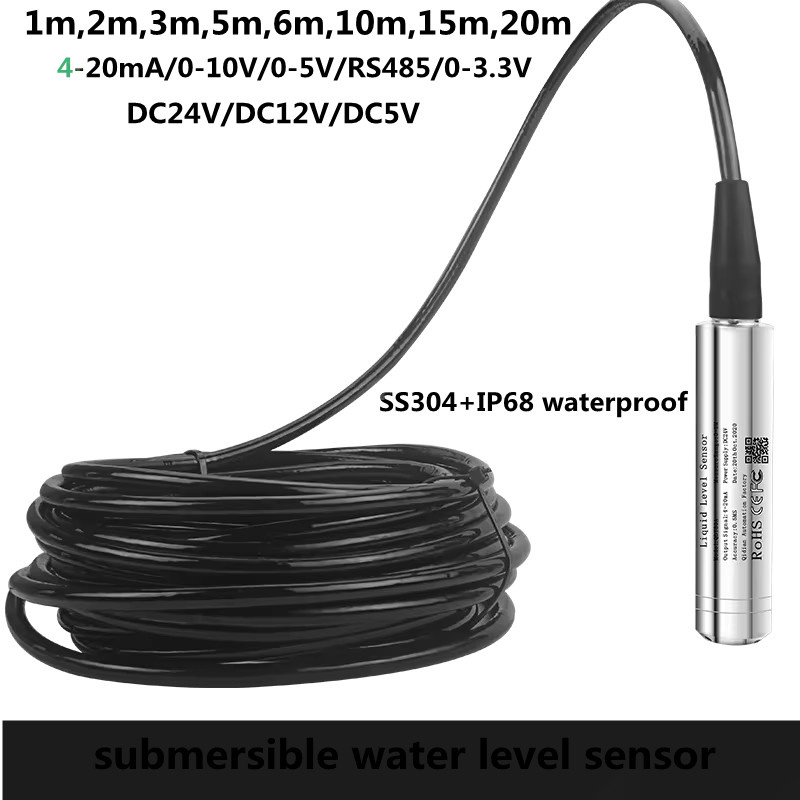 XUYANGQIDIAN Hydrostatischer Flüssigkeitsstandwandler Wasserstandssensor mit RS485, 4-20mA und 0-10V in Silber - Bild 6