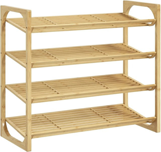 HOMCOM Schuhregal aus Bambus mit 4 Ebenen in Natur, B/T/H: 76 x 33 x 67 cm - Bild 1