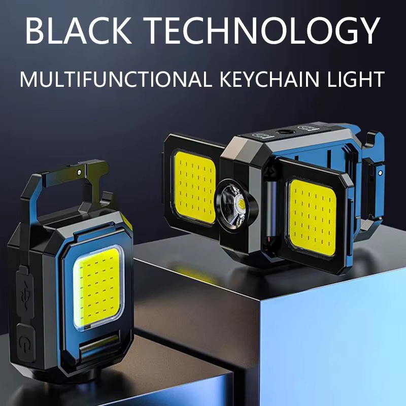 XIWANGFIRE COB-Arbeitsleuchte in Schwarz, USB wiederaufladbare LED-Taschenlampe mit magnetischer Befestigung und faltbaren Seitenlichtern - Bild 2