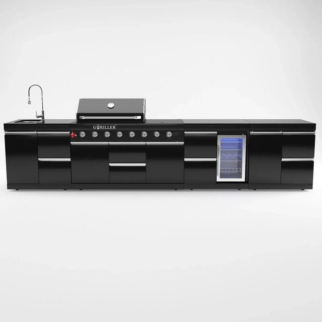 Goriller Outdoorkitchen Elite Max Rockster Gasgrill in Schwarz mit Granitarbeitsplatte und Rotisserie, B/T/H: 409 x 58 x 90 cm - Bild 1