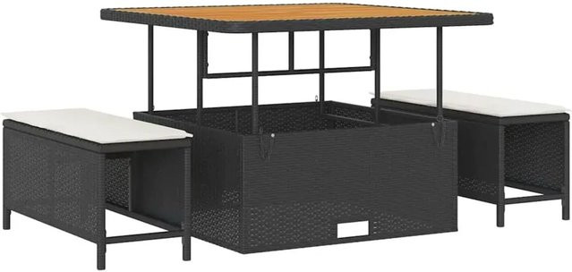 vidaXL Garten-Sofa-Set aus Polyrattan mit Kissen, 12-teilig, Schwarz - Bild 1